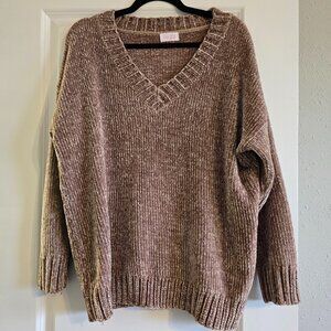 Taupe Chenille neck sweater - small